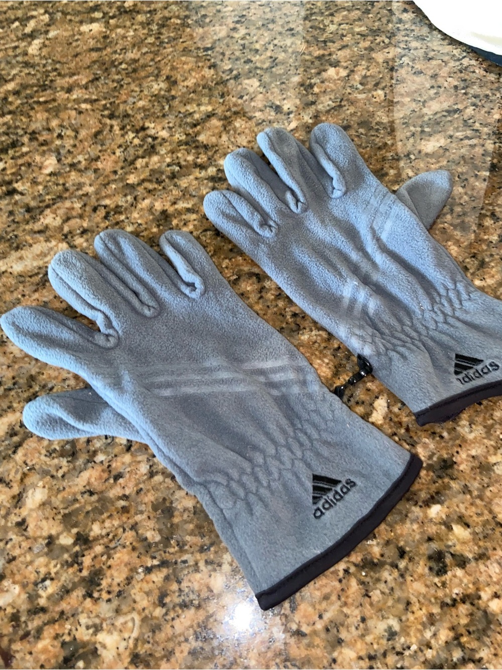 adidas Light Gray Fleece Gloves with Logo
